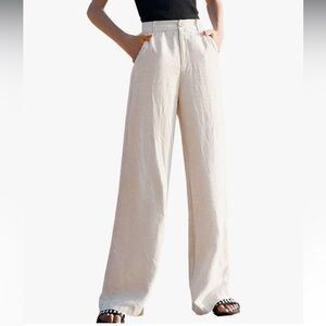 Women's Casual Cotton Linen Baggy Pants with Relax Fit Lantern Trousers